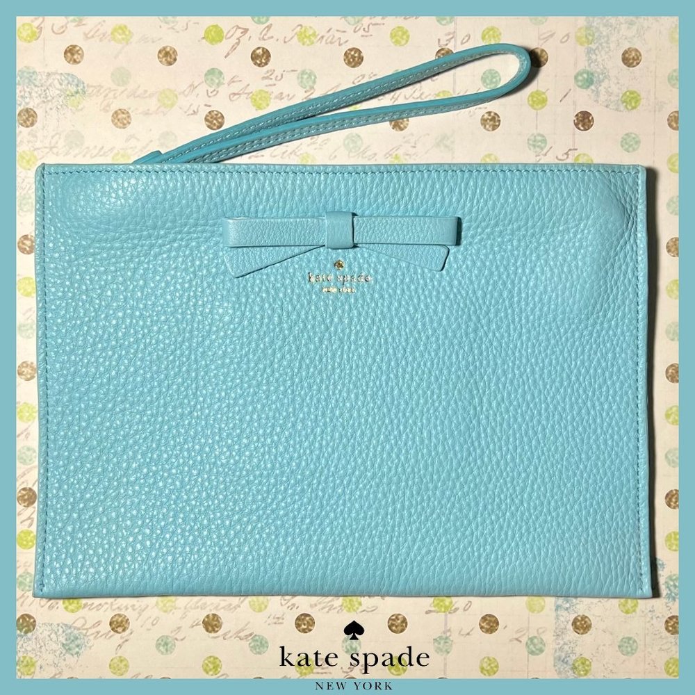 ♠️ kate spade "on purpose" leather wristlet in atoll blue